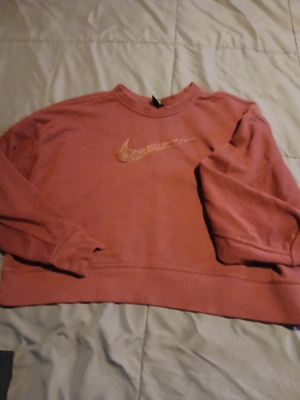 Nike Dusty Coral Pullover Sweatshirt with Sparkle Swoosh